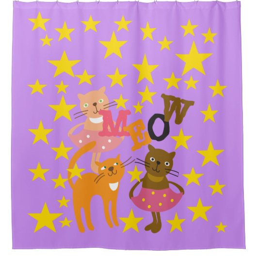 Rideaux De Douche Chats De Meow Aux Étoiles (Devant)