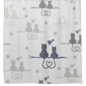 Rideaux De Douche Chats en amour Animaux modernes Silhouette Motif (Devant)
