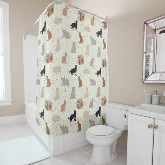 Rideaux De Douche Chats et Points (En situation)