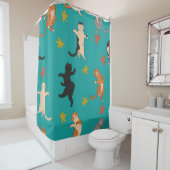 Rideaux De Douche Chats, feuillage d'automne, motif mignon (En situation)