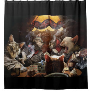 Rideaux De Douche Chats jouant au poker