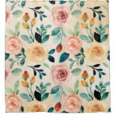 Rideaux De Douche Chaud été soleil Jaune et corail Roses (Devant)