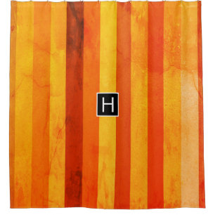 Rideaux De Douche Chaud Patiné Orange Rouge rayures Monogramme