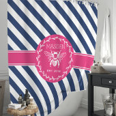 Rideaux De Douche Chaud rose et rayures de marine Honey Bee Monogram