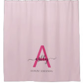 Rideaux De Douche Chaud rose moderne Script Girl Monogramme Nom (Devant)
