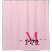 Rideaux De Douche Chaud rose moderne Script Girl Monogramme Nom (Devant)