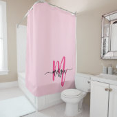 Rideaux De Douche Chaud rose moderne Script Girl Monogramme Nom (En situation)