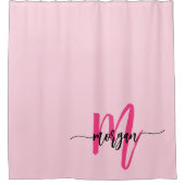 Rideaux De Douche Chaud rose moderne Script Girl Monogramme Nom (Devant)