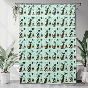 Rideaux De Douche Chaud Vaisseau Spatial de Chat Rétro Atomique Satu