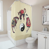 RIDEAUX DE DOUCHE CHAUSSURES JAPONAISES, DRAGON RED DEVIL TATTOOS, Y (En situation)