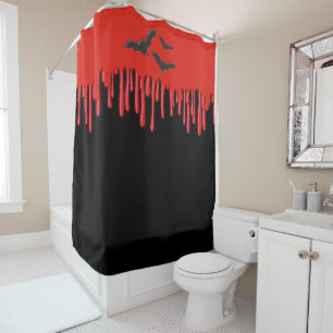 Rideaux De Douche Chauve-souris gothique et sang rouge à goutte Hall