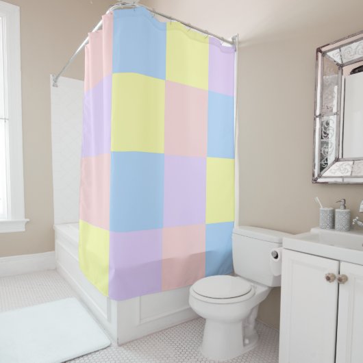 Rideaux De Douche Checkers Pastel Spring (En situation)
