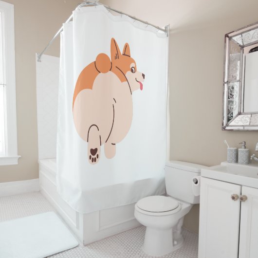 Rideaux De Douche Cheeky Corgi (En situation)