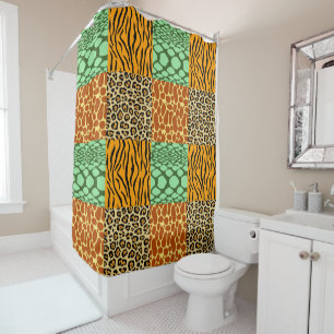 Rideaux De Douche Cheetah, Giraffe, Tigre et Serpent