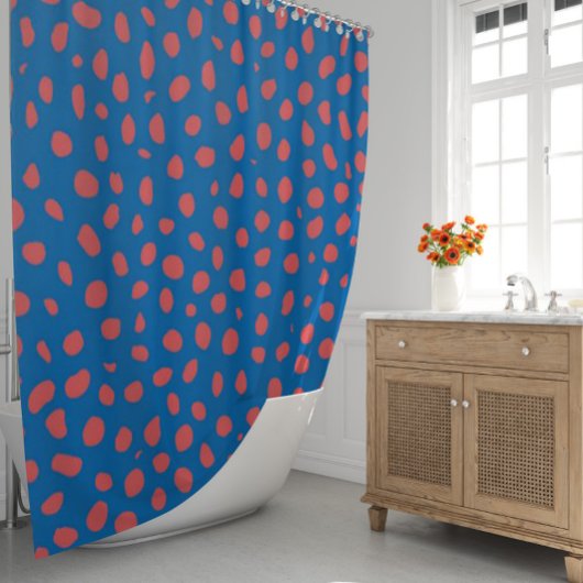 Rideaux De Douche Cheetah taches Coral Blue