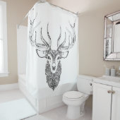 Rideaux De Douche Chef à cornes inspiré de cerfs communs (En situation)