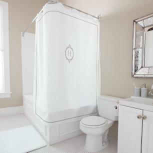 Rideaux De Douche Chelsea Light Taupe et blanc Monogramme