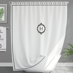 Rideaux De Douche Chelsea noir et blanc Monogramme