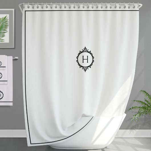 Rideaux De Douche Chelsea noir et blanc Monogramme