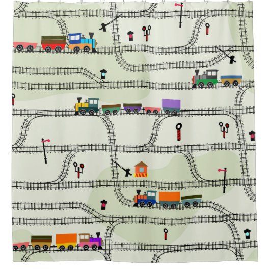 Rideaux De Douche Chemin de fer pour enfants : Funny Motif sans cout (Devant)