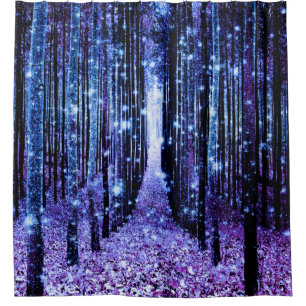 Rideaux De Douche Chemin magique de la forêt violet bleu