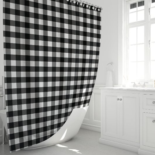 Rideaux De Douche Chèque de bison noir et blanc