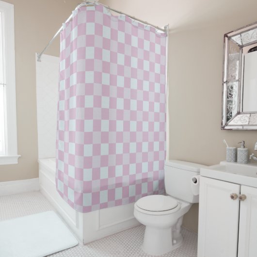 Rideaux De Douche Chèque de buffle rose (En situation)