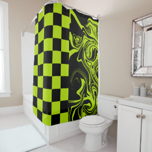 Rideaux De Douche Chèques et permules - Lime vert et noir