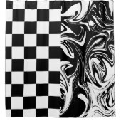 Rideaux De Douche Chèques et tourbillons - Noir et Blanc (Devant)