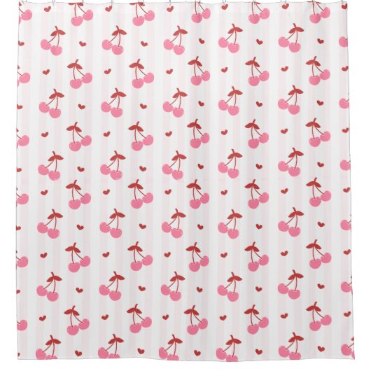 Rideaux De Douche Cherry Pattern with Hearts  (Devant)