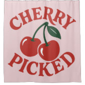 Rideaux De Douche Cherry Picted Fruit Retro tendance rose (Devant)
