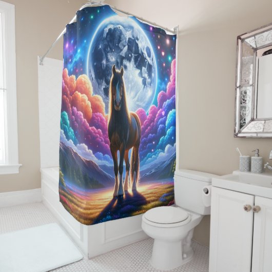 Rideaux De Douche Cheval Art (En situation)