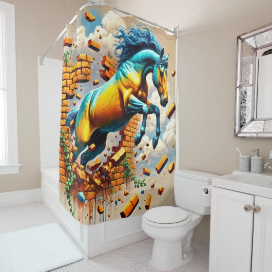 Rideaux De Douche Cheval Art (En situation)