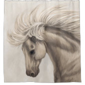 Rideaux De Douche Cheval blanc gris d'ivoire sauvage Mane (Devant)
