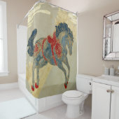 Rideaux De Douche Cheval bleu royal orné (En situation)