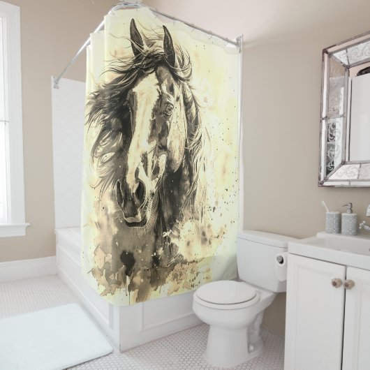 Rideaux De Douche Cheval d'art (En situation)