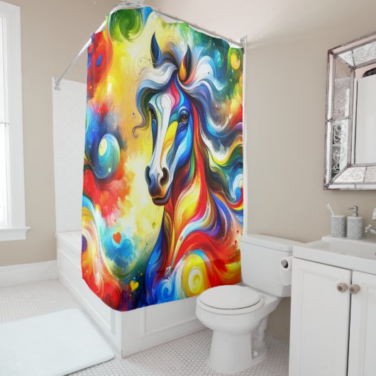 Rideaux De Douche Cheval d'art (En situation)