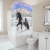 Rideaux De Douche Cheval d'attelage de la bandelette tzigane noire d (En situation)