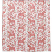 Rideaux De Douche Cheval de Dala suédois Rouge et blanc (Devant)