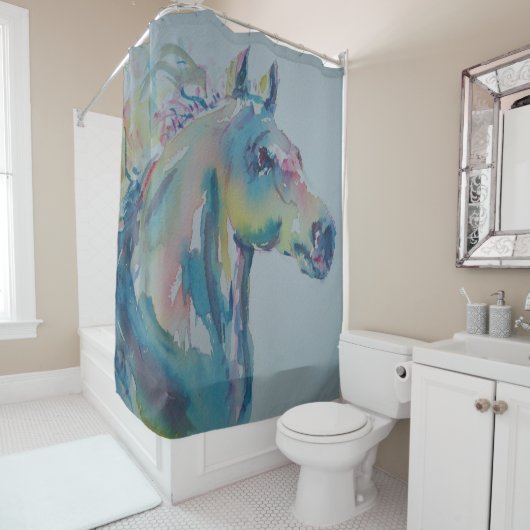 Rideaux De Douche Cheval de plusieurs couleurs (En situation)