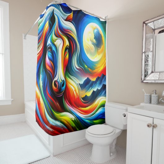 Rideaux De Douche Cheval Design (En situation)