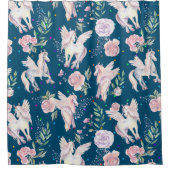 Rideaux De Douche Cheval magique et motif rose (Devant)