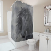 Rideaux De Douche Cheval noir (En situation)