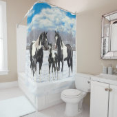 Rideaux De Douche Cheval Pinto Quarter Noir Chevaux Paint Chevaux Da (En situation)