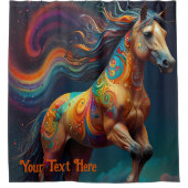 Rideaux De Douche Cheval Psychédélique Cosmologique : Voyage Surréel (Devant)