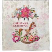 Rideaux De Douche Cheval rocheux victorien et Poinsettia Noël (Devant)