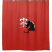 Rideaux De Douche Chevalier rouge et noir médiéval et bouclier (Devant)