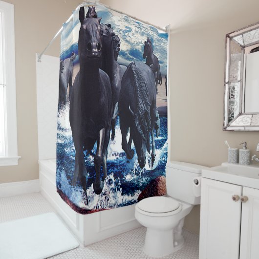 Rideaux De Douche Chevaux courant dans l'eau (En situation)