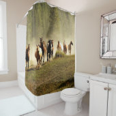Rideaux De Douche Chevaux de course dans le ranch du Montana (En situation)
