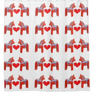 Rideaux De Douche Chevaux de Dala de Suédois avec le motif d'accent
